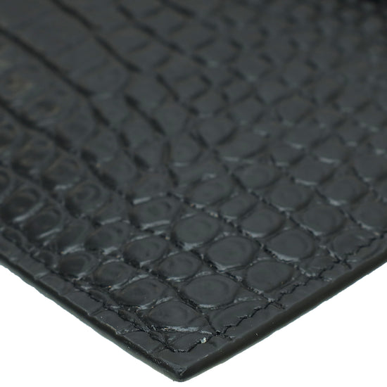 YSL Black Croco Embossed Clutch