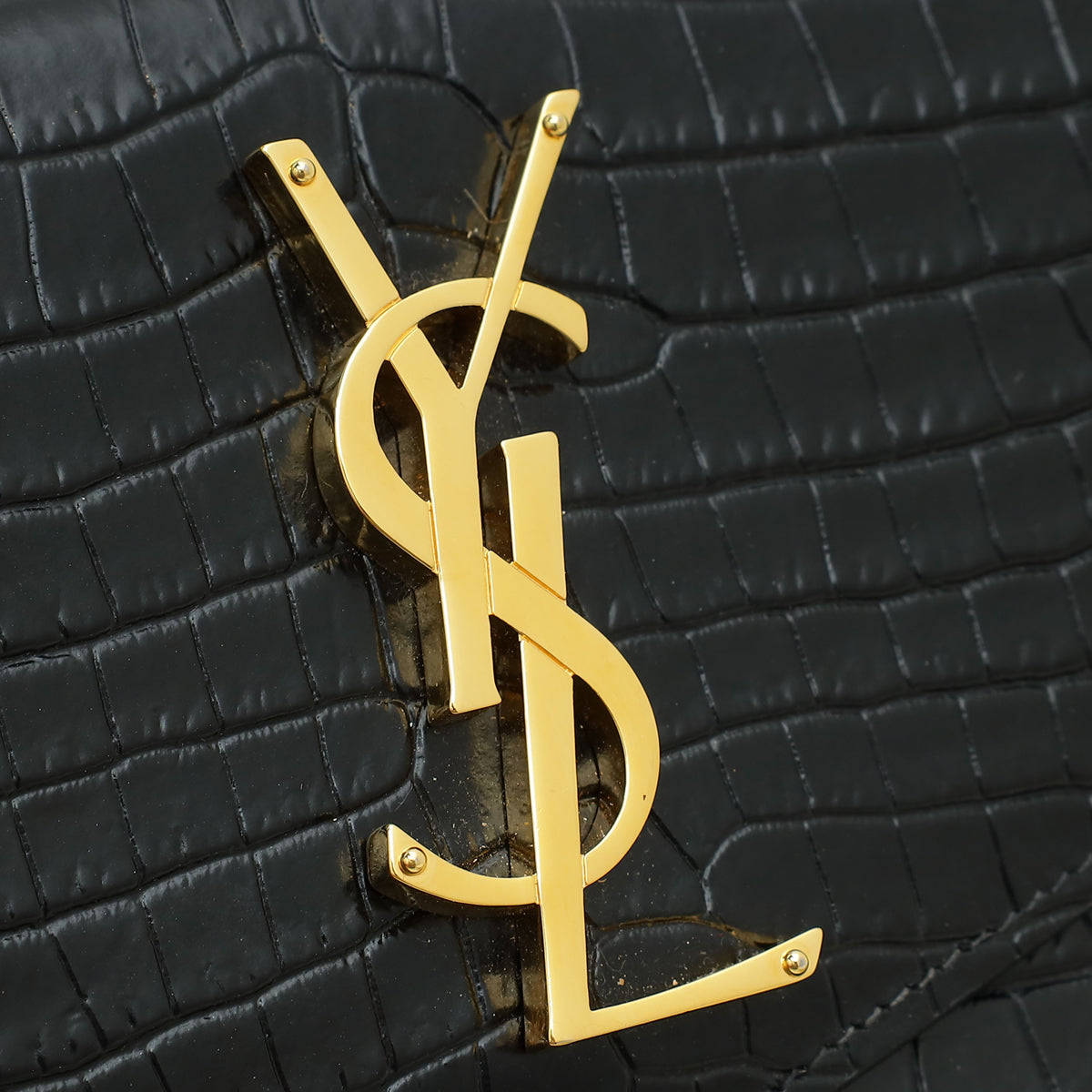 YSL Black Croco Embossed Clutch