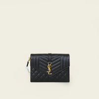 YSL Black Mix Quilt Envelope Wristlet Clutch