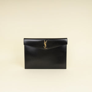 YSL Black Monogram Envelope Large Clutch