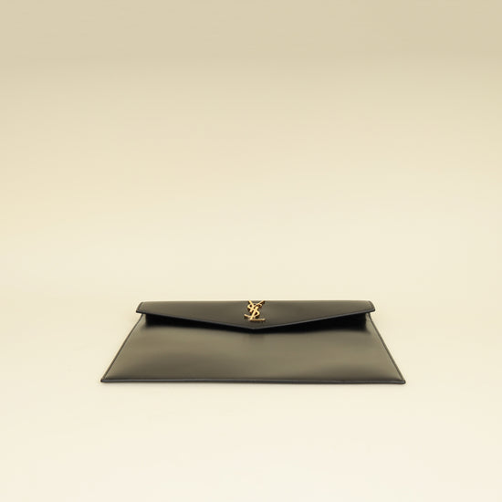 YSL Black Monogram Envelope Large Clutch