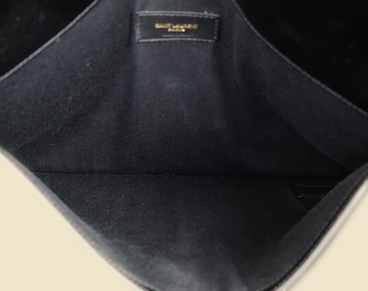YSL Black Monogram Envelope Large Clutch