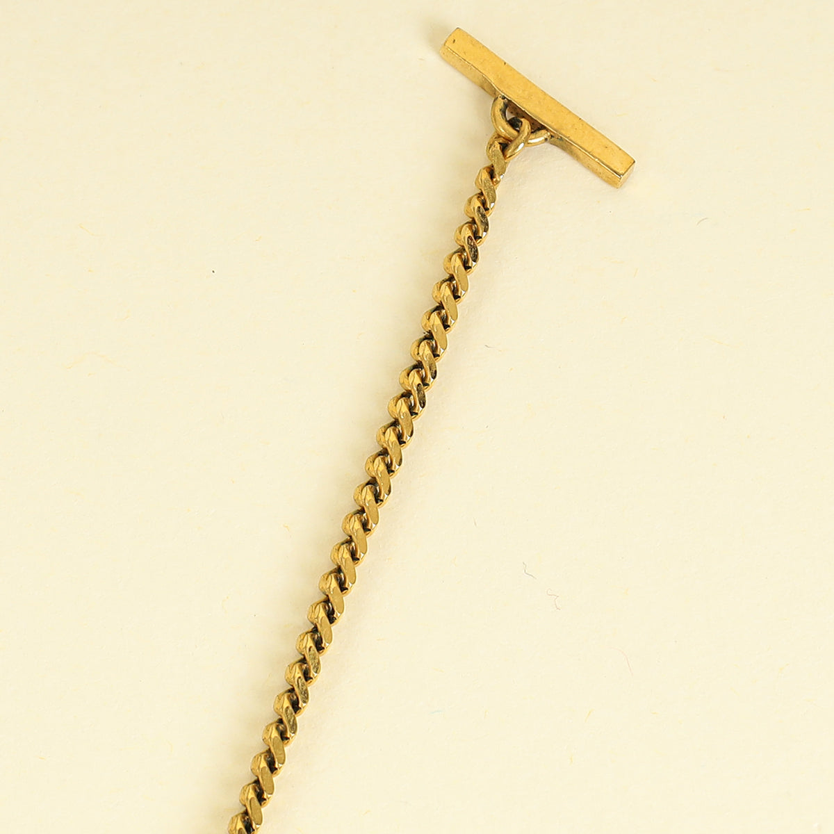 YSL Gold Brass Snake Monogram Tassel Pendant Necklace