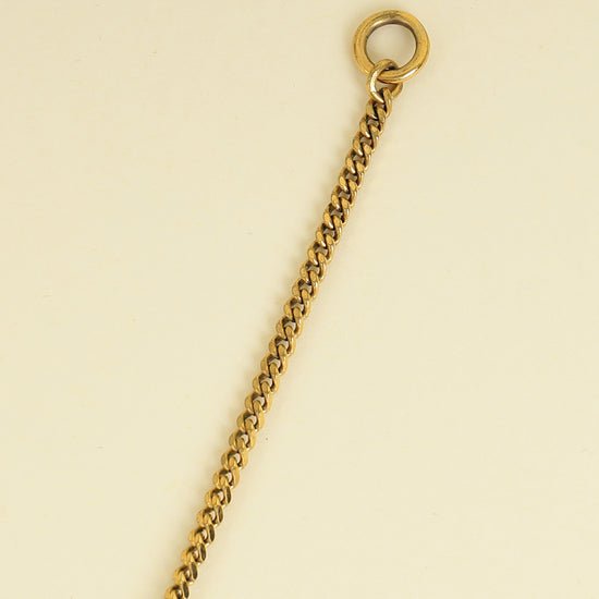YSL Gold Brass Snake Monogram Tassel Pendant Necklace