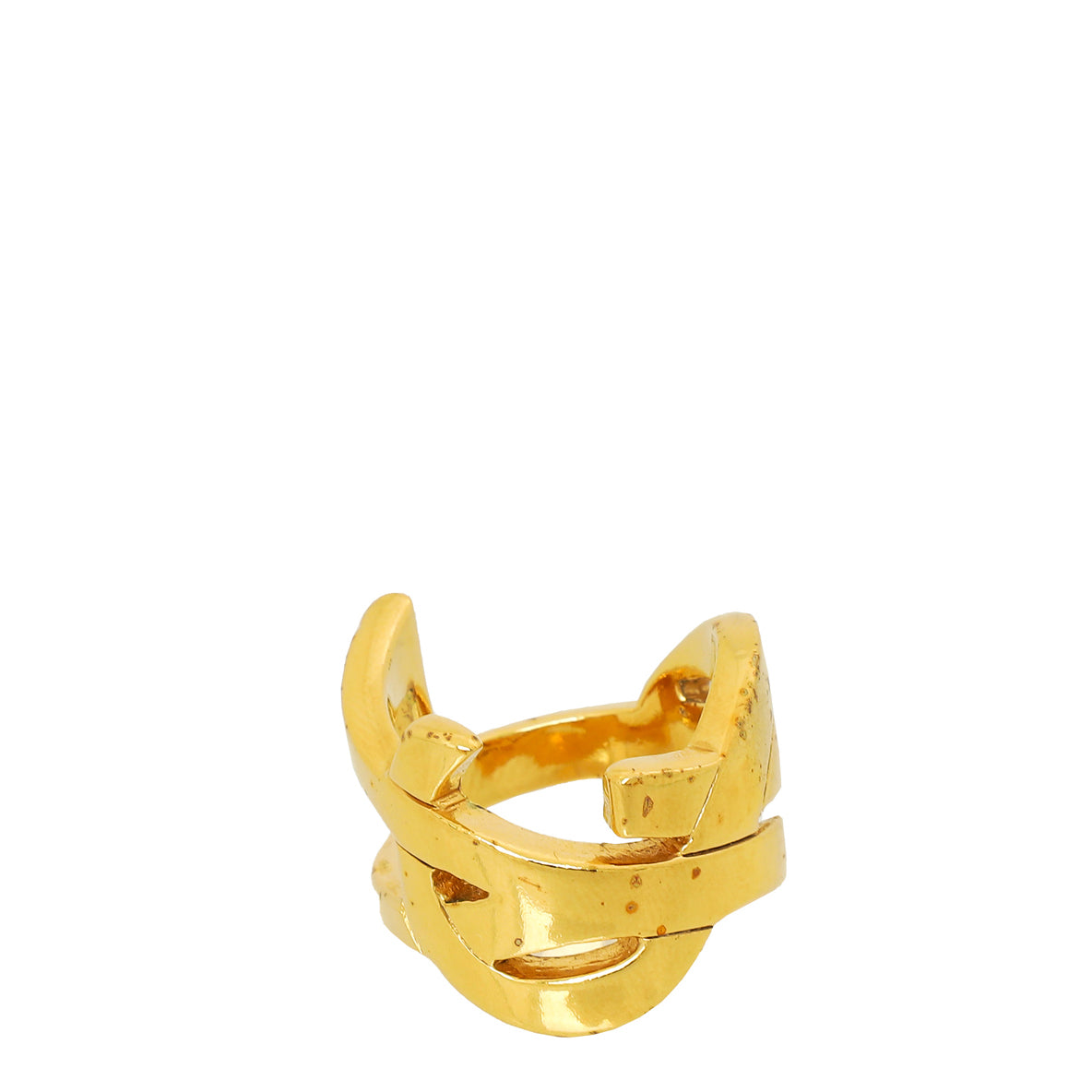 YSL Gold Tone Monogram Ring 54 (7)-YSL-THE CLOSET