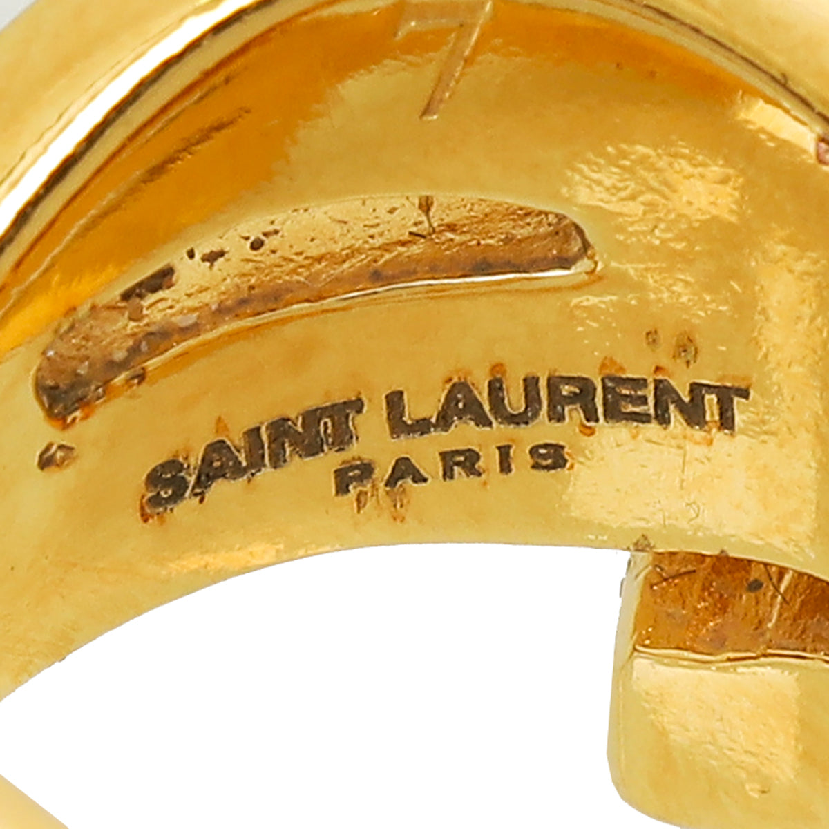 YSL Gold Tone Monogram Ring 54 (7)