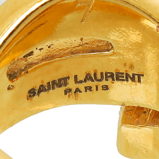 YSL Gold Tone Monogram Ring 54 (7)