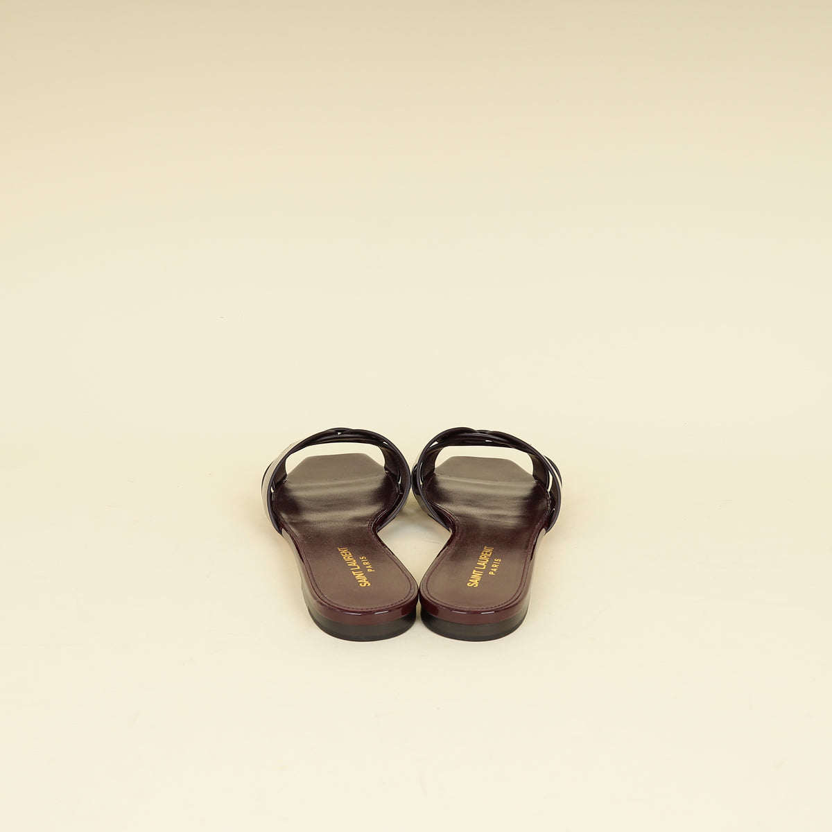 YSL Burgundy Tribute Flat Sandals 39-YSL-THE CLOSET