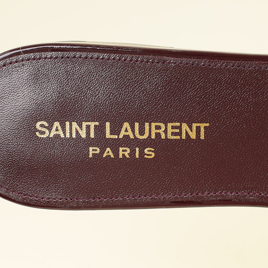 YSL Burgundy Tribute Flat Sandals 39-YSL-THE CLOSET