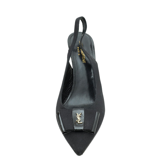 YSL Black Anais Bow Slingback Pump 39