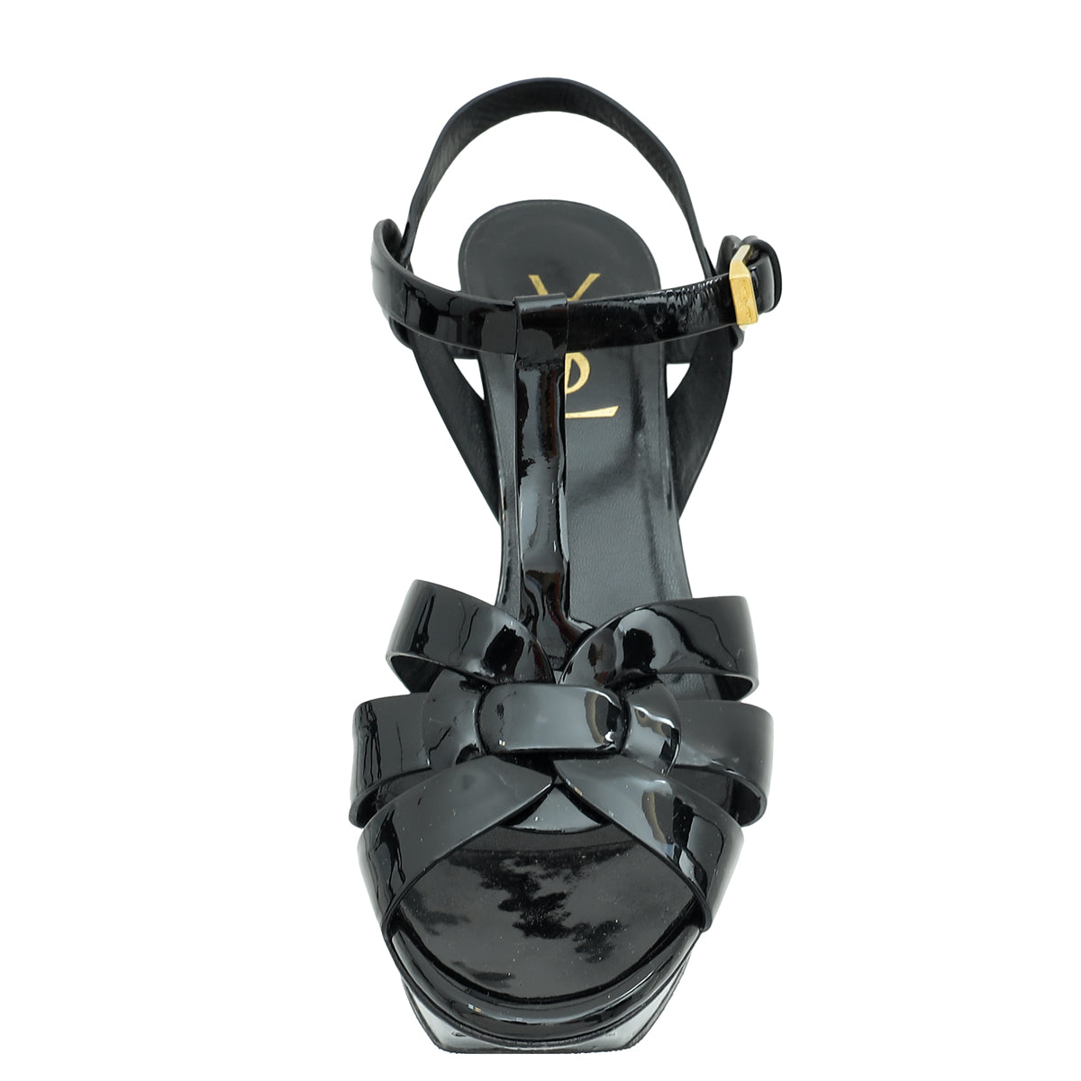 YSL Black Mid Heel Tribute Sandal 36.5-YSL-THE CLOSET