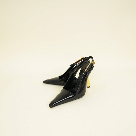 YSL Black Lee Slingback Pumps 36