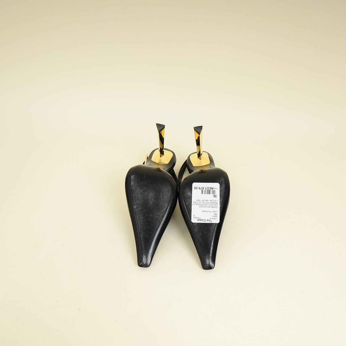 YSL Black Lee Slingback Pumps 36