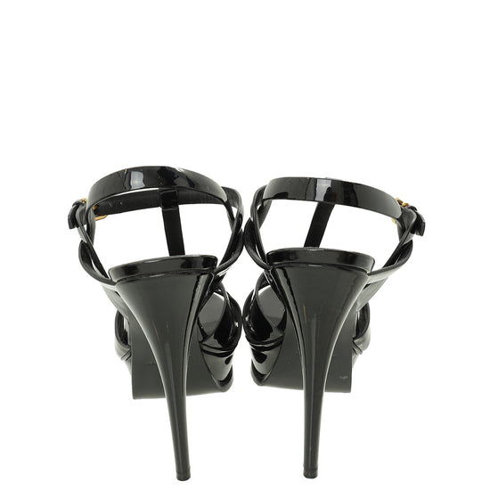 YSL Black High Heeled Tribute Sandals 37.5