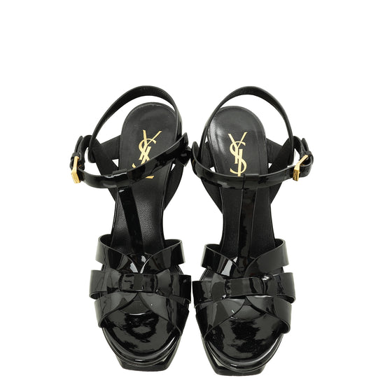 YSL Black High Heeled Tribute Sandals 37.5