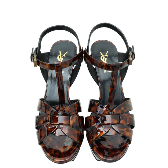 YSL Brown Tribute Sandal 37.5