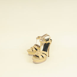 YSL Beige High Heeled Tribute Sandals 37