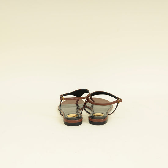 YSL Brown Cassandra Flat Thong Sandal 37