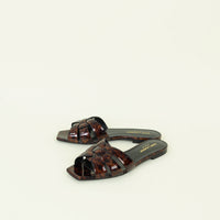YSL Brown Tribute Flat Sandals 37