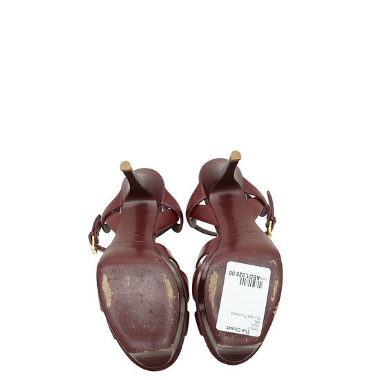 YSL Burgundy Tribute Sandal 38