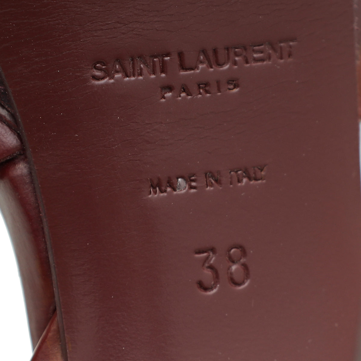 YSL Burgundy Tribute Sandal 38