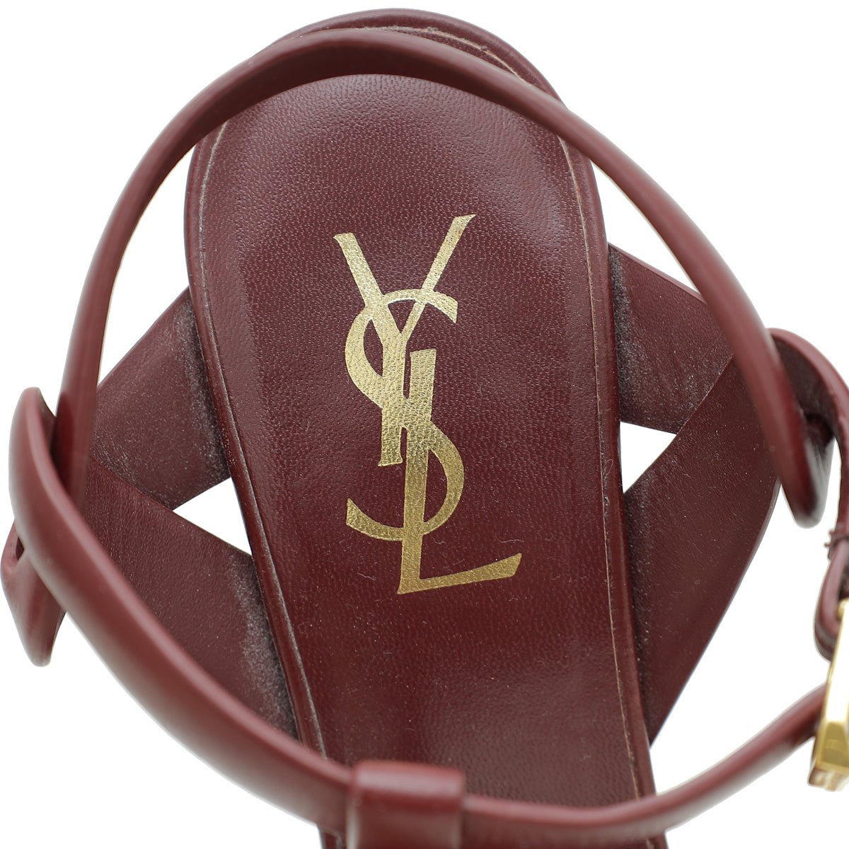 YSL Burgundy Tribute Sandal 38