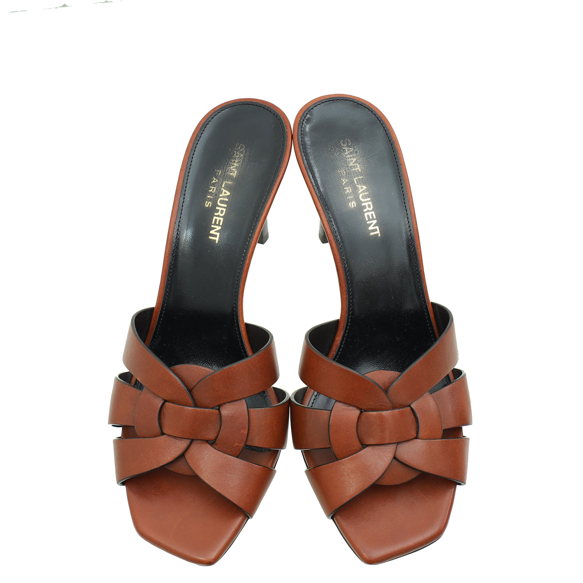 YSL Brown Tribute Slide Mules 38