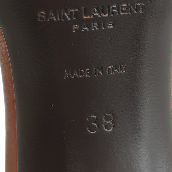 YSL Brown Tribute Slide Mules 38