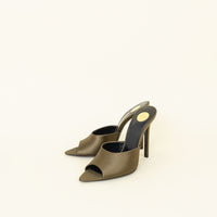 YSL Olive Goldie Satin Mules 38