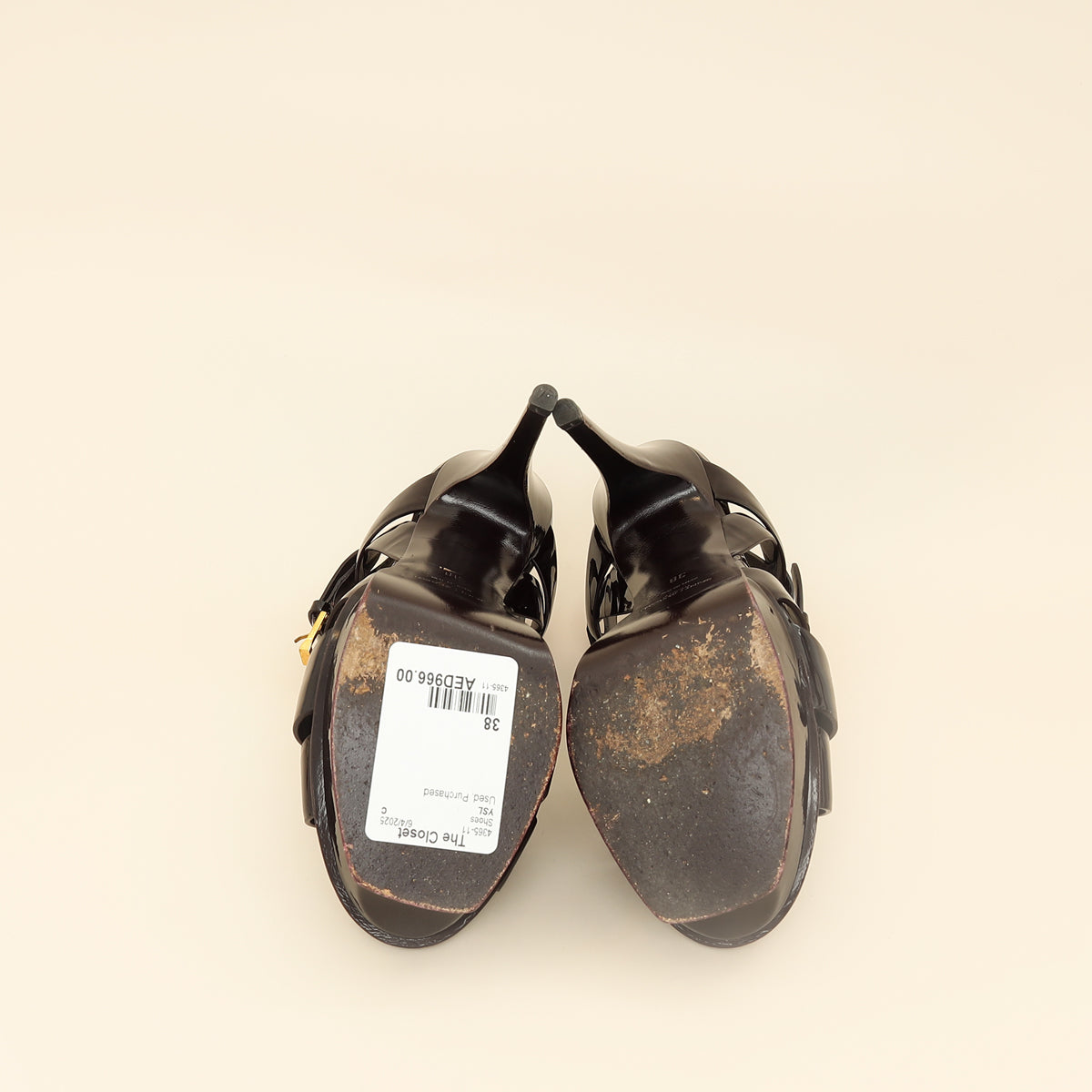 YSL Burgundy Tribute Sandal 38-YSL-THE CLOSET