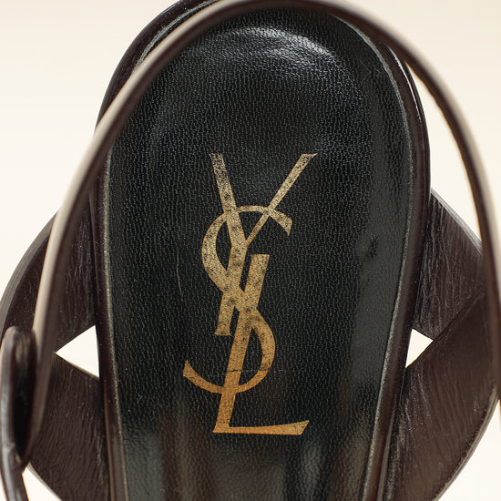 YSL Burgundy Tribute Sandal 38-YSL-THE CLOSET