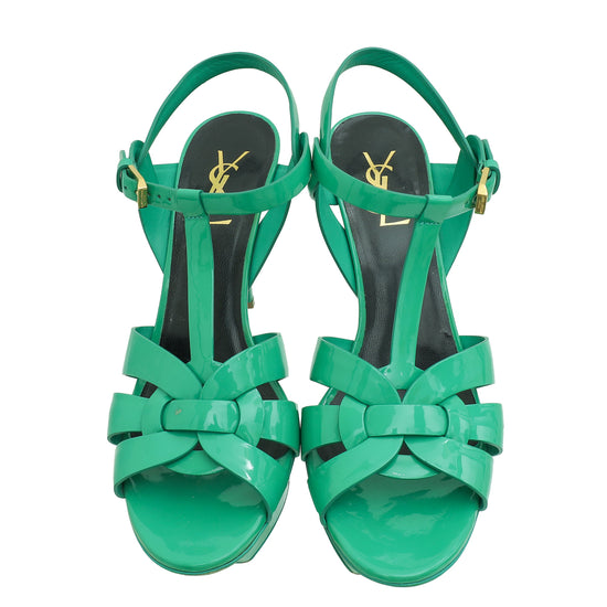 Load image into Gallery viewer, YSL Green Tribute Sandal 39.5
