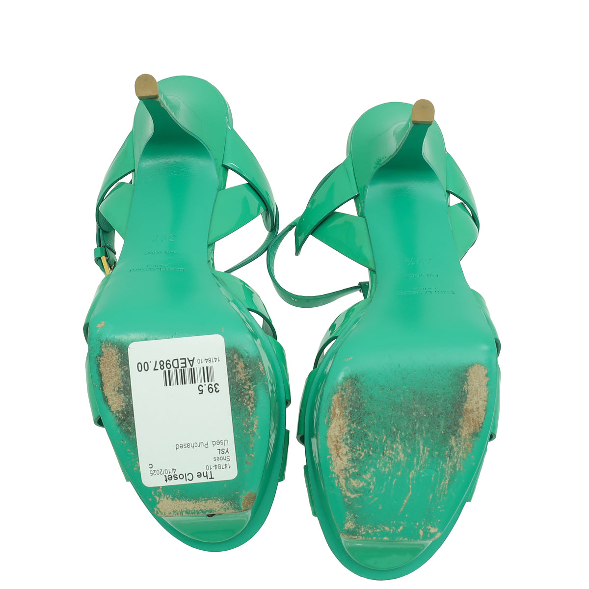 YSL Green Tribute Sandal 39.5
