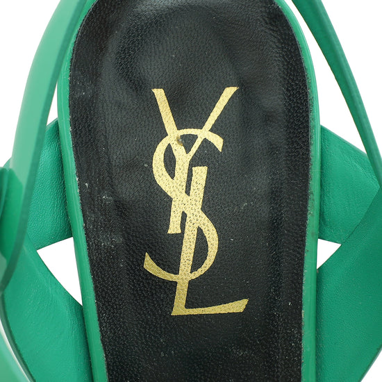 Load image into Gallery viewer, YSL Green Tribute Sandal 39.5
