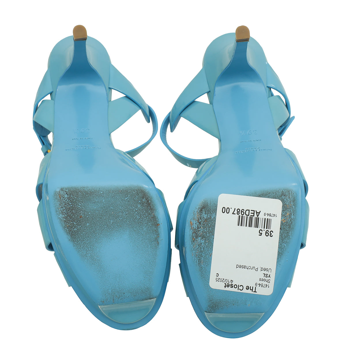 YSL Blue Tribute Sandal 39.5-YSL-THE CLOSET