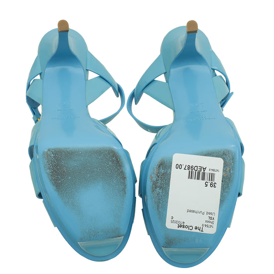 YSL Blue Tribute Sandal 39.5-YSL-THE CLOSET