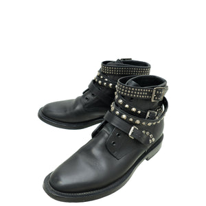 YSL حذاء طويل للكاحل مرصع باللون الأسود 39.5 