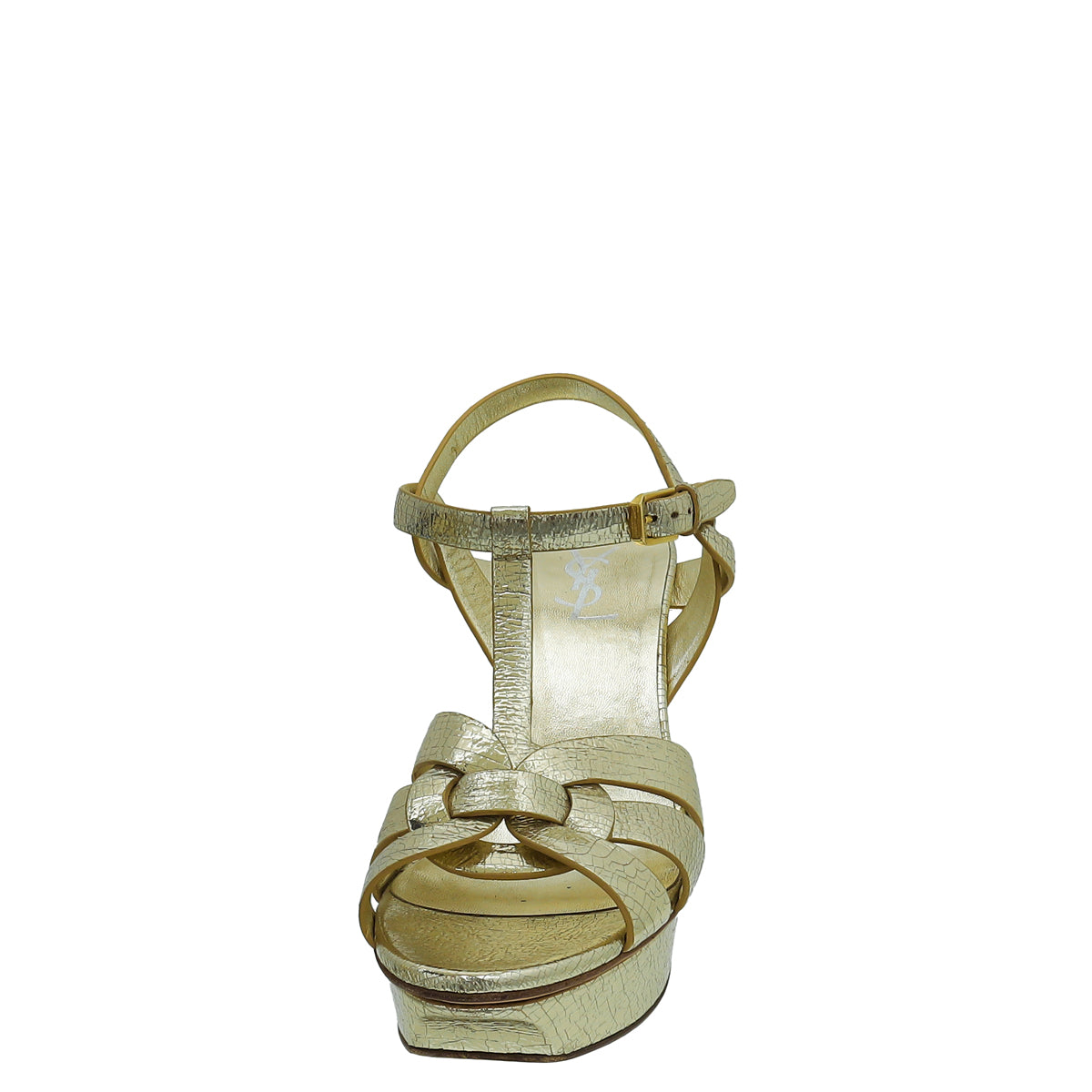 YSL Gold Tribute Laminate Sandal 39.5-YSL-THE CLOSET