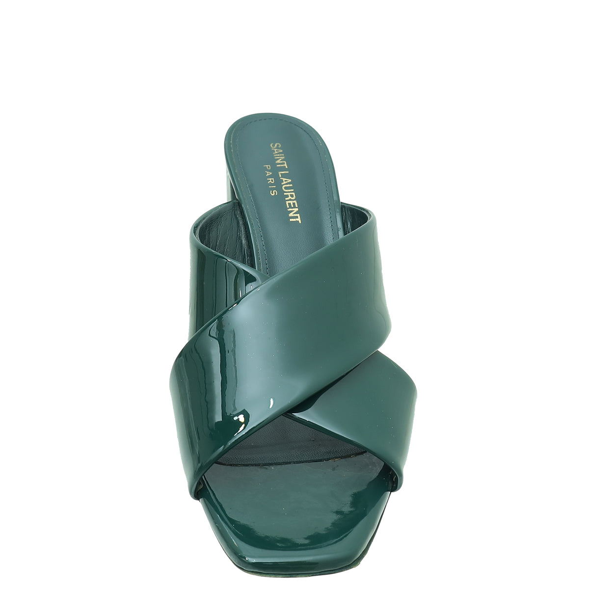 YSL Dark Green Loulou Criss Cross Sandals 39.5-YSL-THE CLOSET