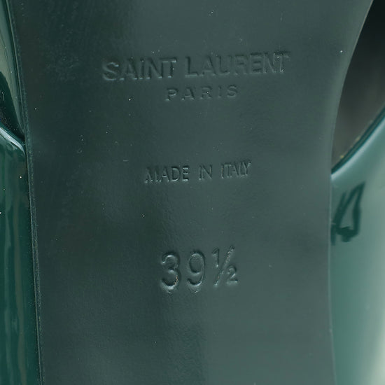 YSL Dark Green Loulou Criss Cross Sandals 39.5