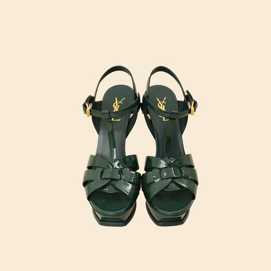 YSL Dark Green Tribute Sandal 39-YSL-THE CLOSET