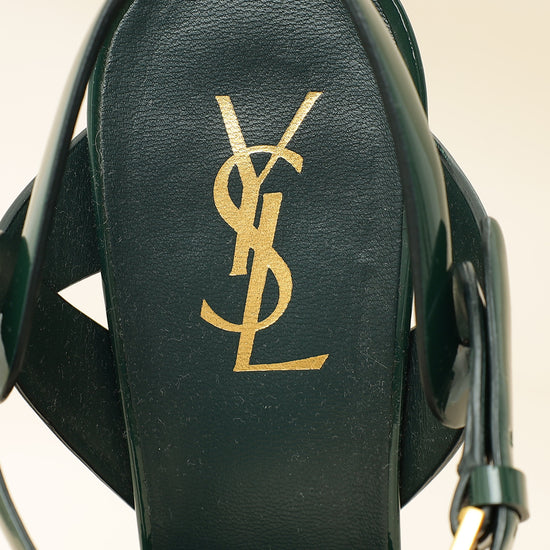 YSL Dark Green Tribute Sandal 39-YSL-THE CLOSET