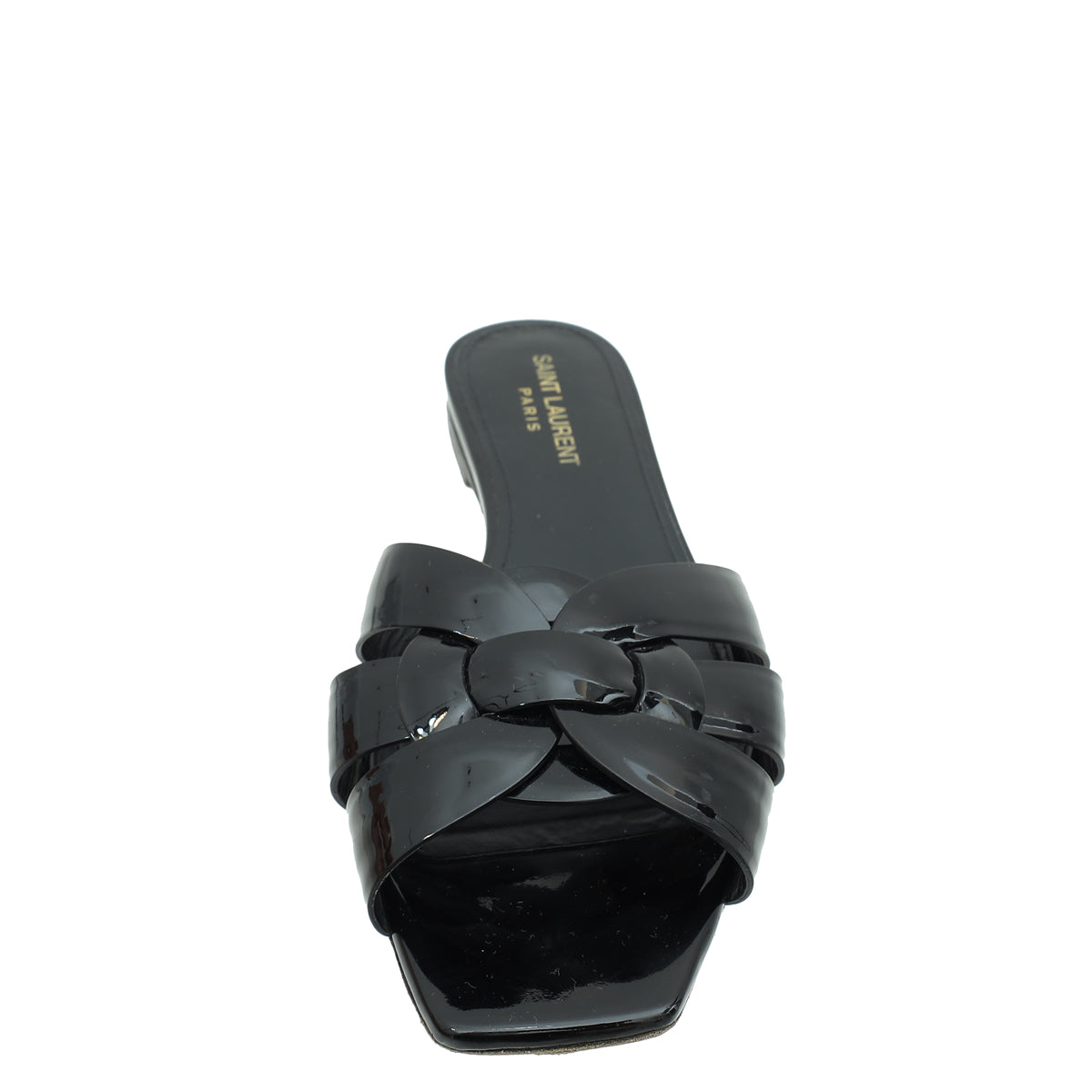 YSL Black Tribute Flat Mules 39-YSL-THE CLOSET