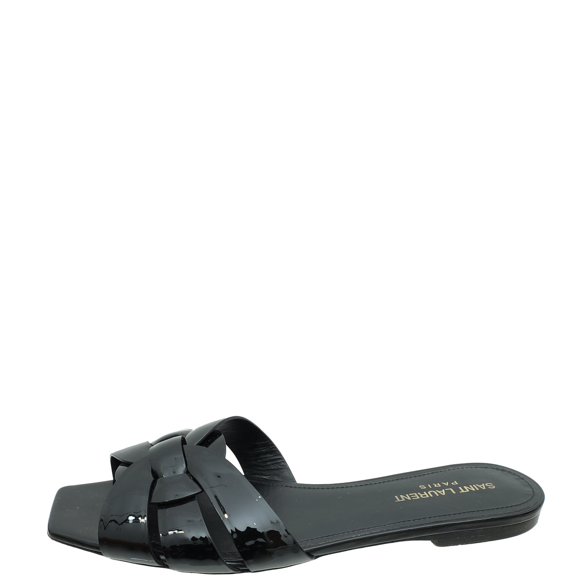 YSL Black Tribute Flat Mules 39