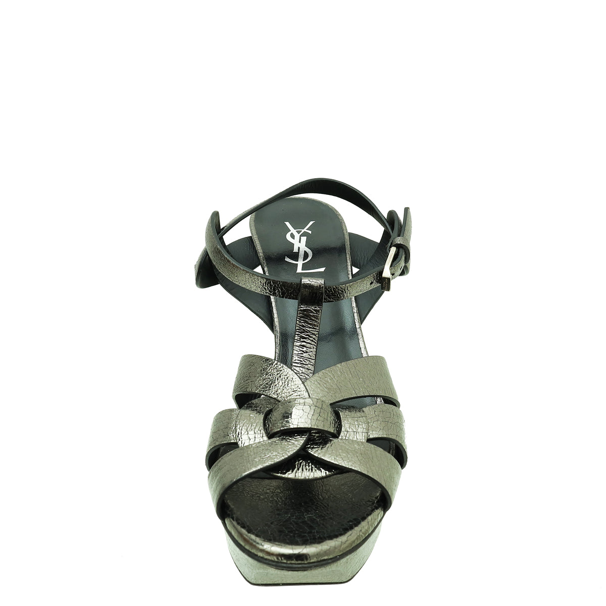 YSL Metallic Dark Grey Tribute Sandal 39-YSL-THE CLOSET