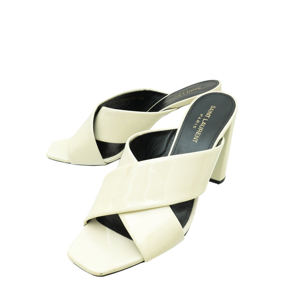 YSL Vintage White Loulou Criss Cross Mules 40