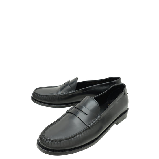 YSL Black Le Monogram Penny Loafers 40