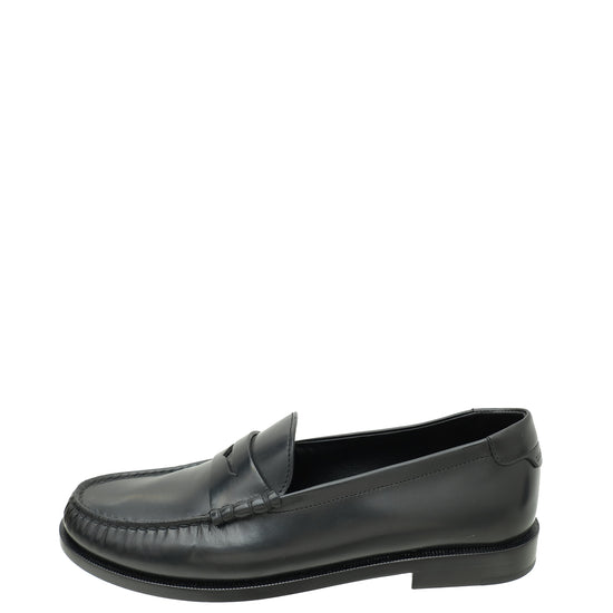 YSL Black Le Monogram Penny Loafers 40