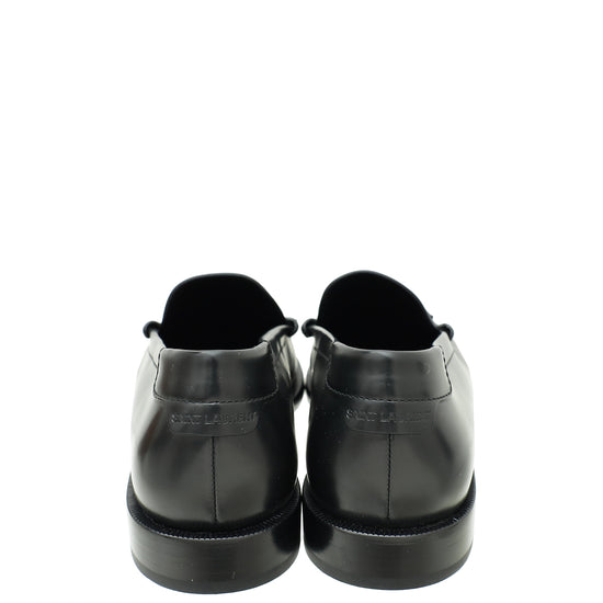 YSL Black Le Monogram Penny Loafers 40