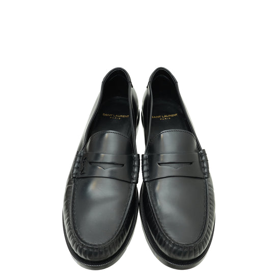 YSL Black Le Monogram Penny Loafers 40